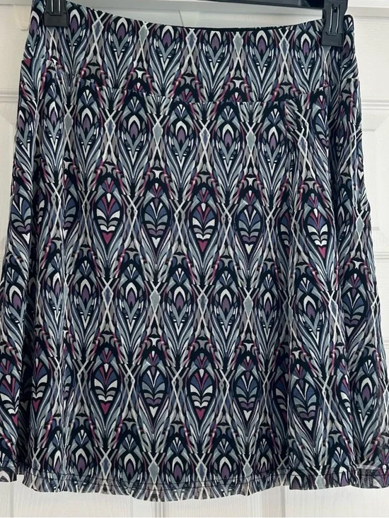 Esprit Vintage Patterned A-Line Skirt in Navy, Purple, Gray & Pink Size L - Picture 1 of 7